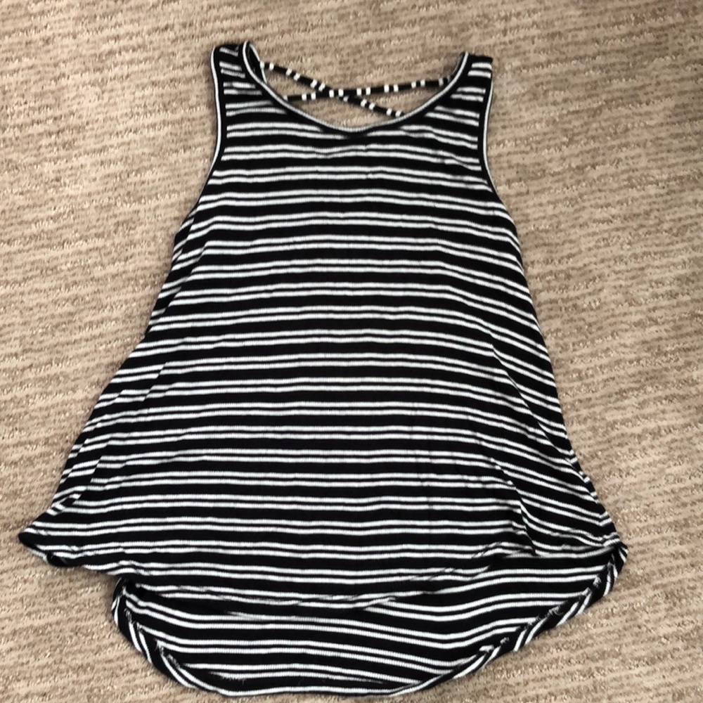 Striped high-low tank